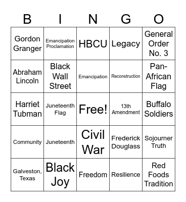 Juneteenth Bingo Card