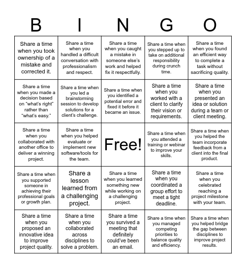 Quality Day 2026 Bingo Card