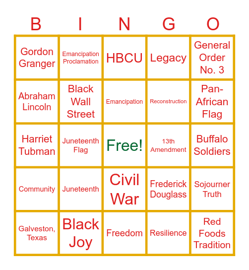 Juneteenth Bingo Card