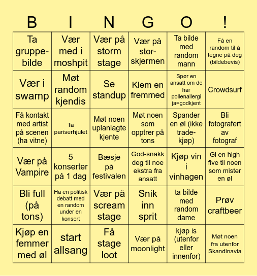 TONS OF ROCK! Bingo Card