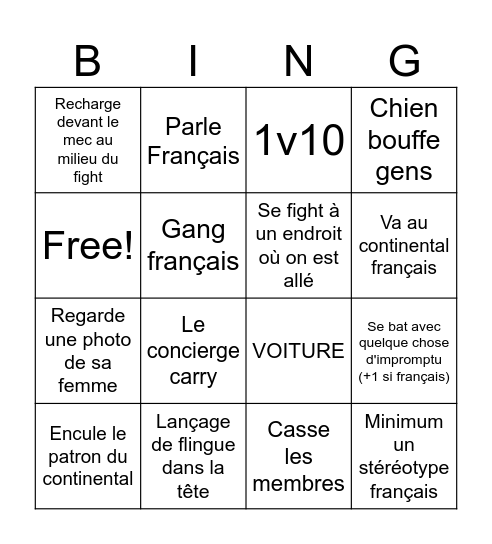 John wick 4 (FRANCE) Bingo Card