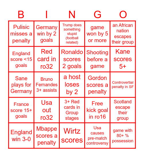 WC 26 bingo Card