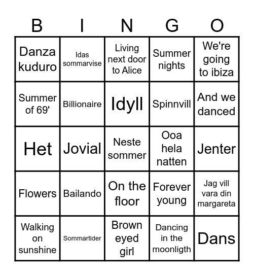Sommerbingo Card