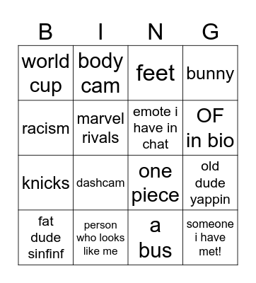 Untitled Bingo Card