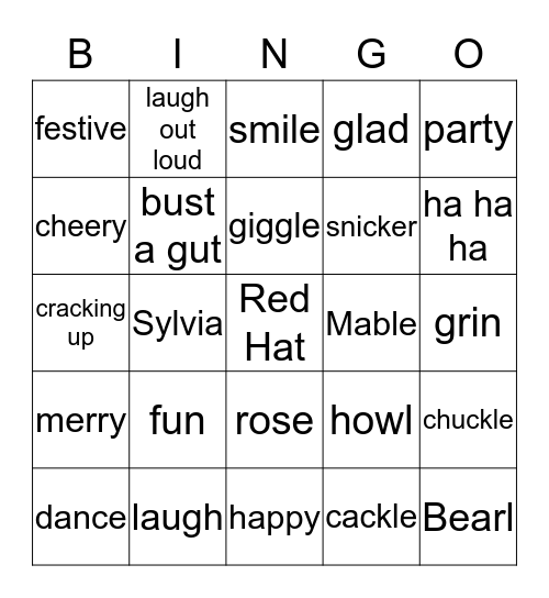 Red Hat Society Bingo Card