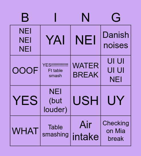 Mathias watching footie Bingo Card