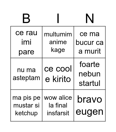 Untitled Bingo Card