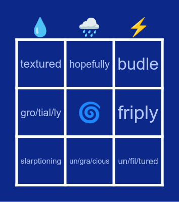 elbell’s hurricane bingo board! 🌀 Bingo Card
