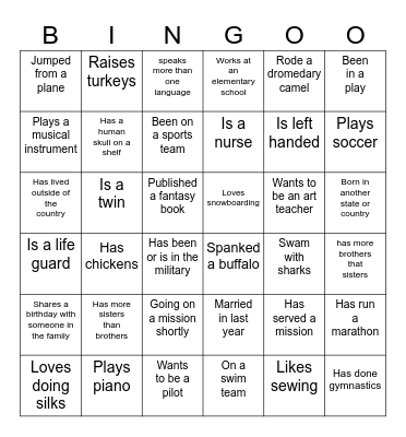Gailey Family Reunion Bingo Card