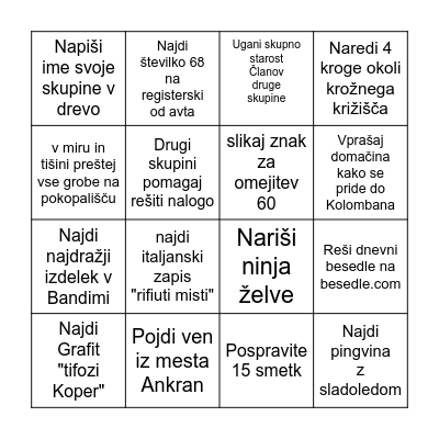 GoBing Bingo Card