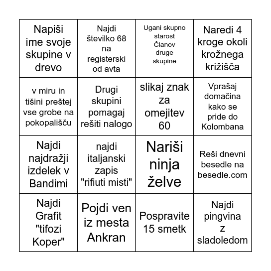 GoBing Bingo Card