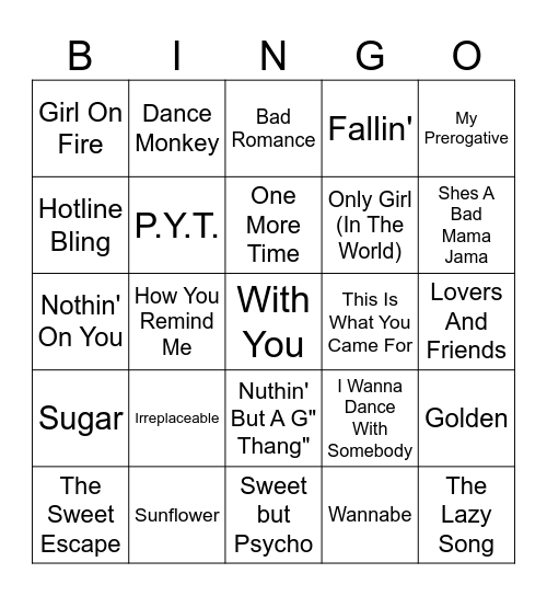 Music Bingo 3 Bingo Card