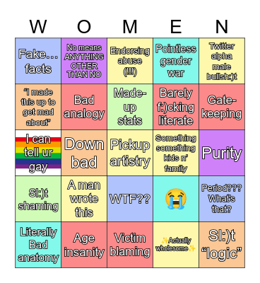 R/NotHowGirlsWork Bingo Card