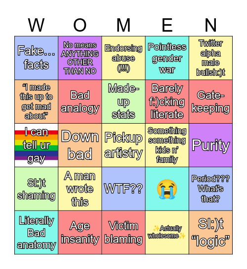 R/NotHowGirlsWork Bingo Card