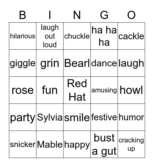Red Hat Society Bingo Card