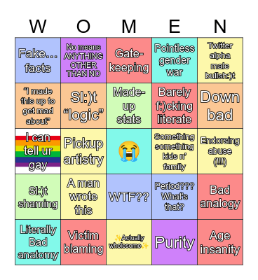R/NotHowGirlsWork Bingo Card
