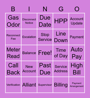Alliant ENERGY Bingo Card