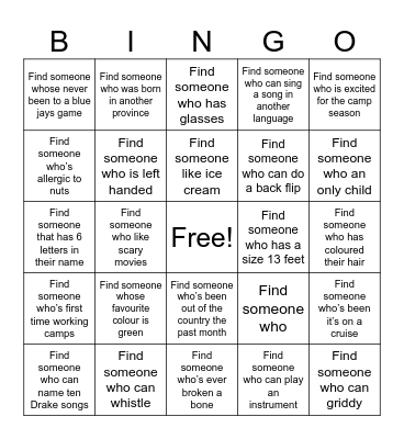 Camp 2026 Bingo Card