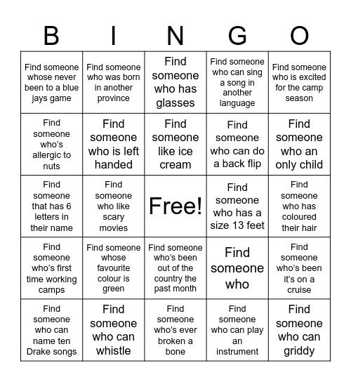 Camp 2026 Bingo Card