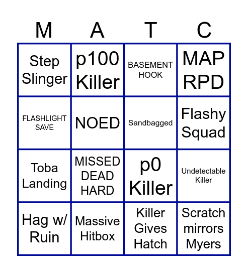Ultimate DBD Bingo Card