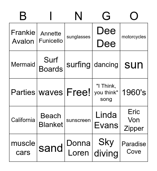 Beach Blanket Bingo Card