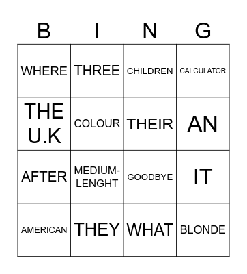 BINGO TEENS 1 Bingo Card