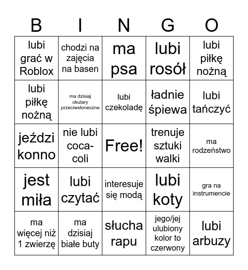 znajdź osobę , która Bingo Card