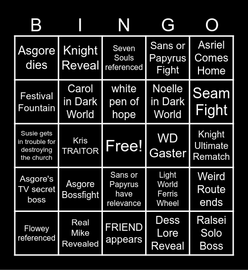 DELTARUNE Bingo Card