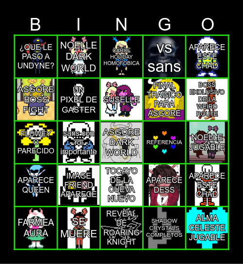 DELTARUNE CAPITULO 5 Bingo Card