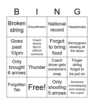 BUCS BINGO! Bingo Card