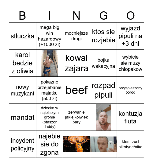 wakajki Bingo Card