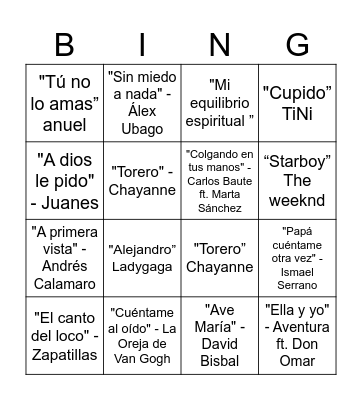 BINGO MUSICAL Bingo Card