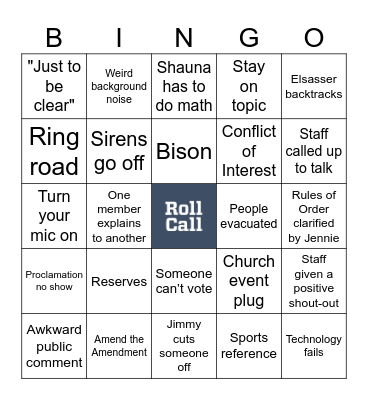 Peoria County Board BINGO - June 11 Bingo Card