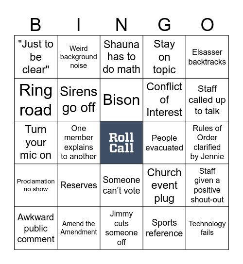 Peoria County Board BINGO - June 11 Bingo Card