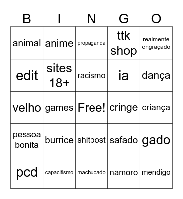 bingo do ttk Bingo Card