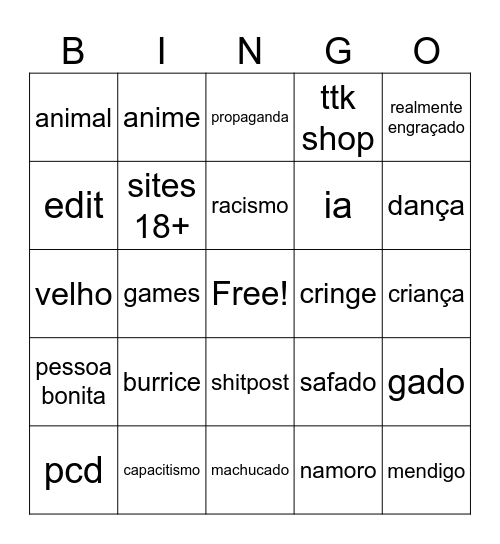 bingo do ttk Bingo Card