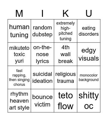 vocaslop bingo Card