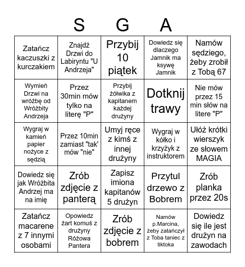 Panterowe Bingo Card