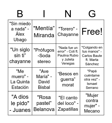 BINGO MUSICAL Bingo Card