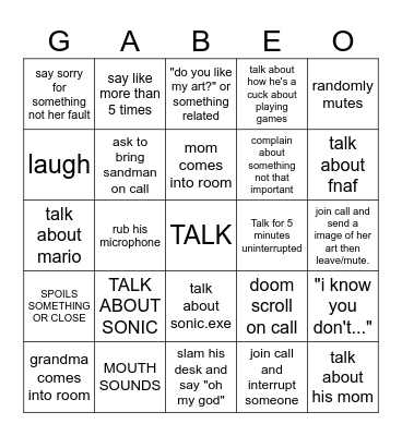 GABEO Bingo Card