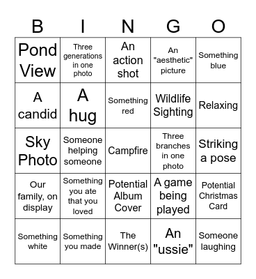 July 4th Vacation Photo Bingo Card