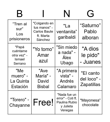 BINGO MUSICAL Bingo Card