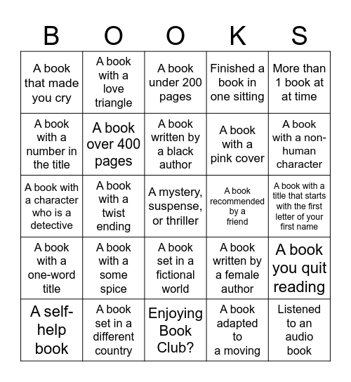 Literary Ladies Book Bingo Card