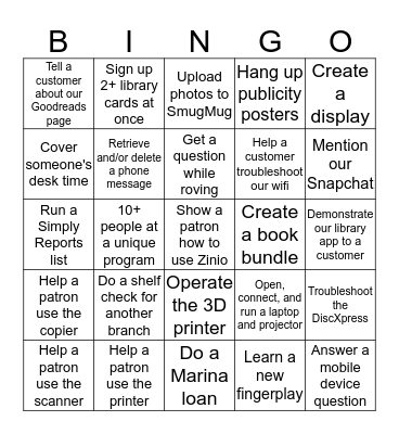 Children's Info Bingo Week 2/6/2017 Bingo Card