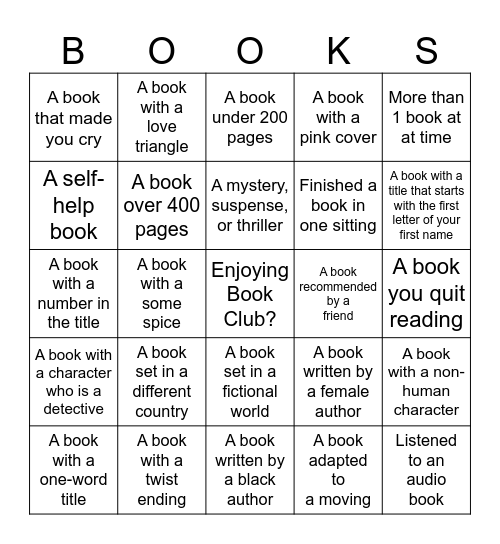 Literary Ladies Book Bingo Card