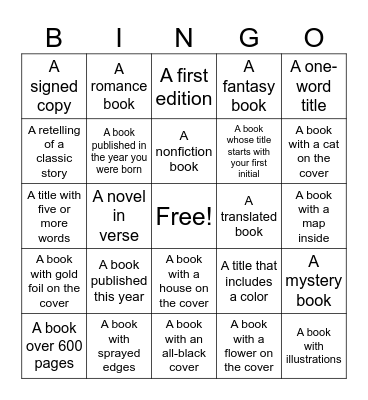 Book Crawl 2026 Bingo Card