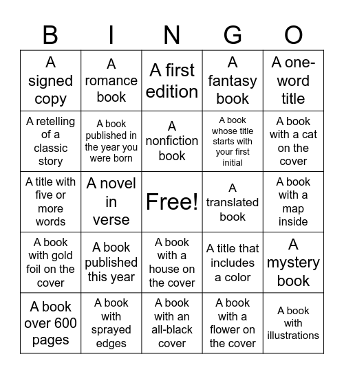 Book Crawl 2026 Bingo Card