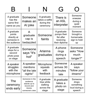 ARIANNA GRADUATES! Bingo Card