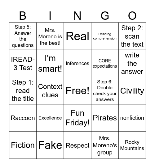 Mrs. Moreno Summer groups Bingo Card