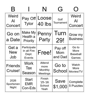 Danelle’s 2026 BINGO Card